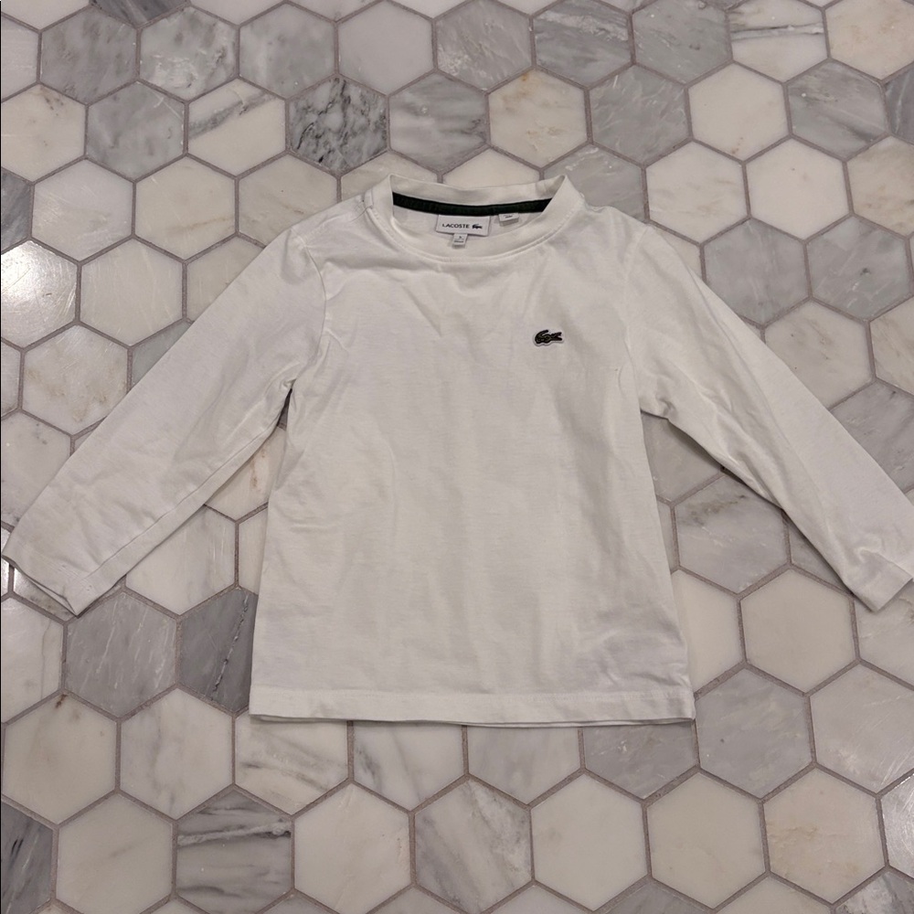 Lacoste Kids Long-Sleeve Crewneck Cotton T-Shirt Size 5